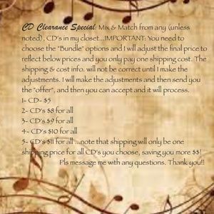 CD Clearance Special! Buy more and save $$$!